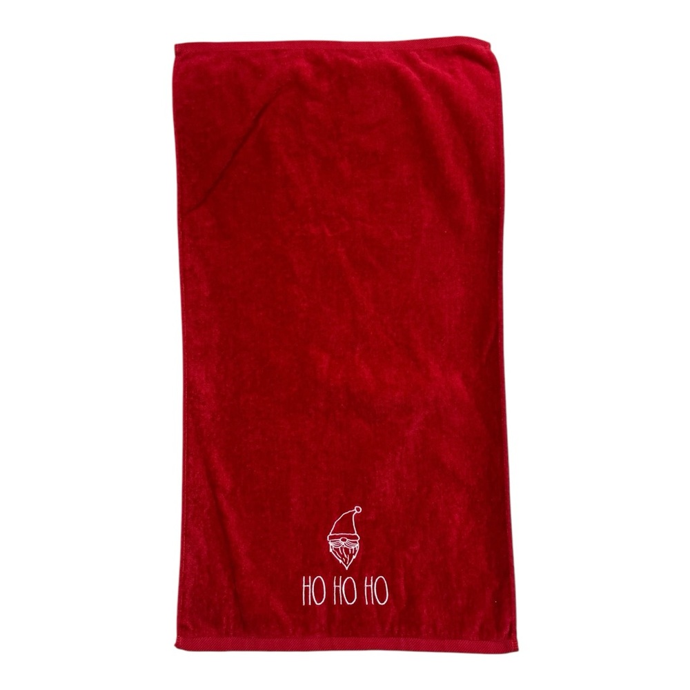 Rae Dunn Red Christmas Santa Towel Embroidered Ho Ho Ho